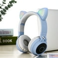 thumbnail image 1 of Wireless Bluetooth Kids Headphones, KimKen Cat Ears Bluetooth over Ear Headphones with Noise Cancelling Mic, Volume Control, LED Lights, Support FM Radio/TF Card, Fit for iPhone/iPad/Laptop/PC (Pink), 1 of 10