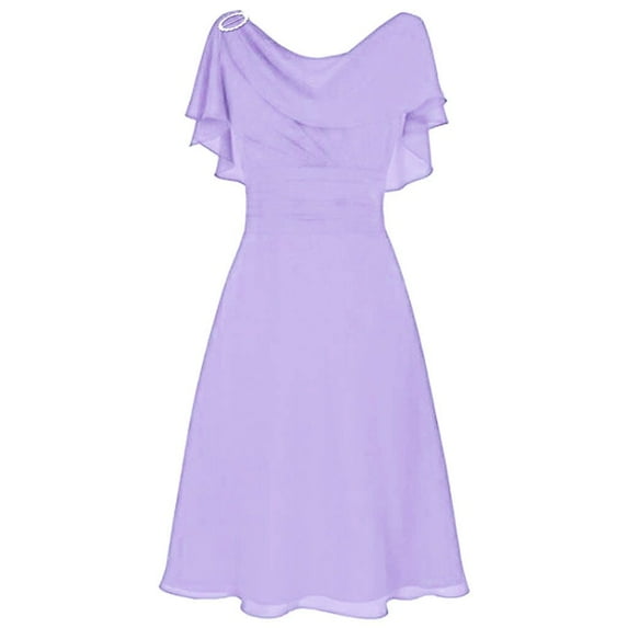 Puntoco Women formal Wedding Dress Bridesmaid High-Waist Party Ball Prom Gown Cocktail Dress Purple L