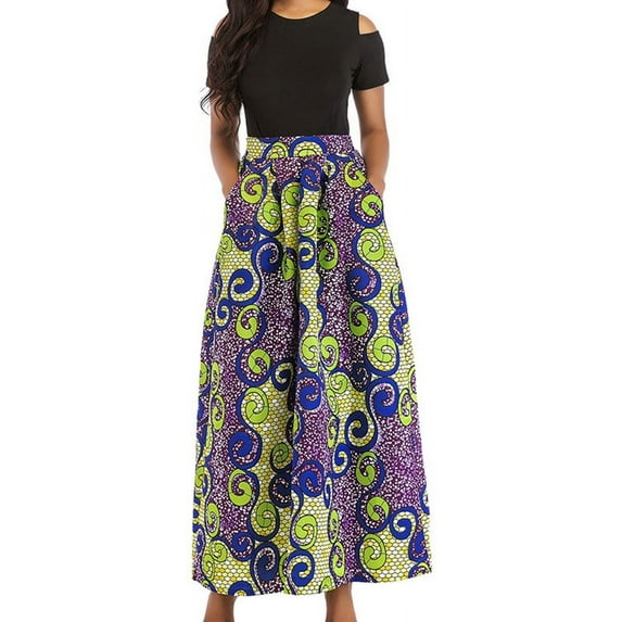 Women Short Sleeve Polka Dot Striped Summer Midi Dress Plus Size Casual Sundress