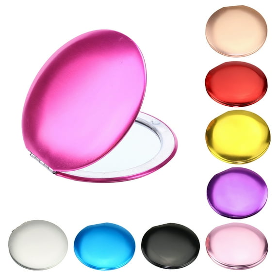 Visland Mini Folding Makeup Mirror, Pocket Purses Portable Metal Colorful Fashion Waterproof Double-sided Round Mirror for Travel