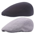 thumbnail image 1 of 2 Pieces Newsboy Men's Hat Cotton Soft Stretch Fit Men Cap Cabbie Driving Hat for Men, 1 of 7