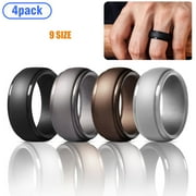 YELITE 4Pack Silicone Wedding Ring for Men, Breathable Mens' Rubber Wedding Bands, Comfortable Durable Wedding Ring,Available for Workout