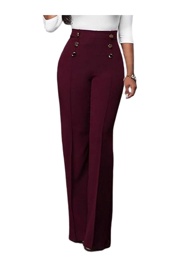 Womens Stretchy Dresses Pants Casual Work Slacks Business Button Front Workwear Straight Leg Bootcut Yoga Trousers