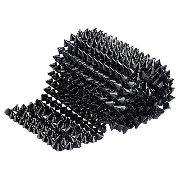 1bag 1 yard Black Flatback Punk Rock Bead Trim 4 inch Wide Sew Stitch On Plastic Spike Cone Studs Rivets Flat-Back Punk Rock Trim Ribbon Mesh Bead Craft for Garments Bags Shoes