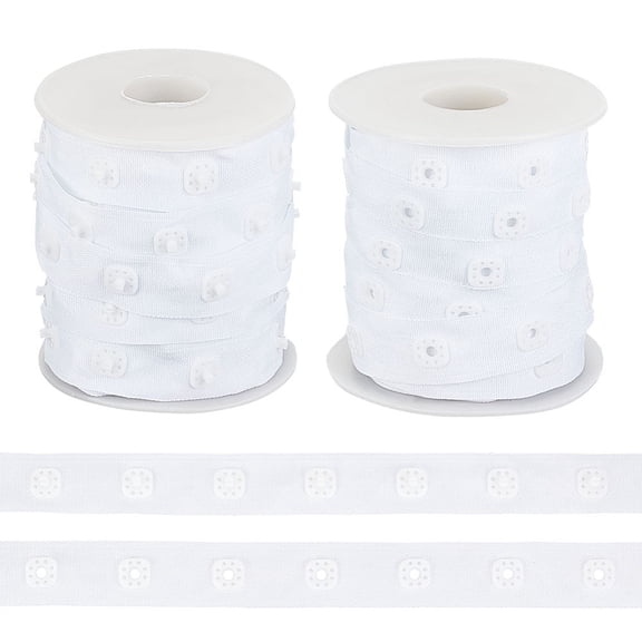 1bag 10 Yards Plastic Snap Button Tape Trim Polyester Ribbons Sewing Snap Fastener Tape for Clothes Flat White 3/4 inch(19mm)