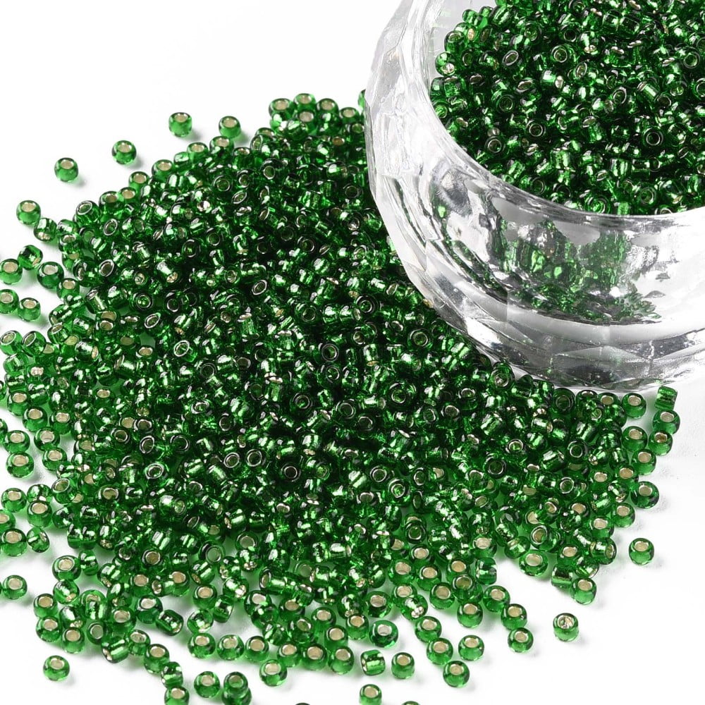 1bag 12/0 Grade A Round Glass Seed Beads Silver Lined Green 12/0 2x1.5mm Hole: 0.3mm about 30000pcs/bag