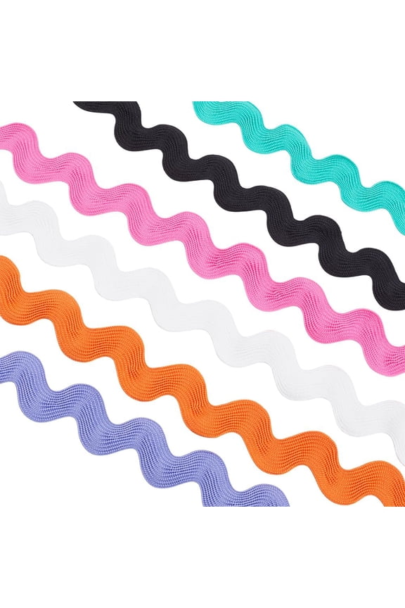 1bag 12 Yards 6 Colors RIC Rac Trim Ribbon 3.7cm/1.46" Wave Bending Fringe Trim Rick Rack Zig Zag Trim Edge Fabric for Sewing Flower Home Party Wedding Dress Decoration Craft Silver