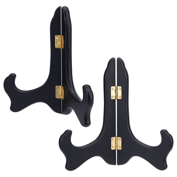 1bag 2 Packs Wooden Display Stand Black Easels Plate Holders for Home Displaying Picture Photo Books Weddings Birthday Table Decoration Racks 6 Inch
