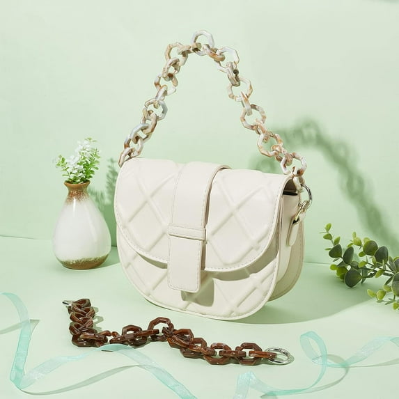 1bag 2 colors Acrylic Purse Chain Strap 40cm Thick Resin Handbag Chain Handle Replacement Retro bag Decoration Chain Short Shoulder bag Strap Extension Chain Accessories Octagon Link style