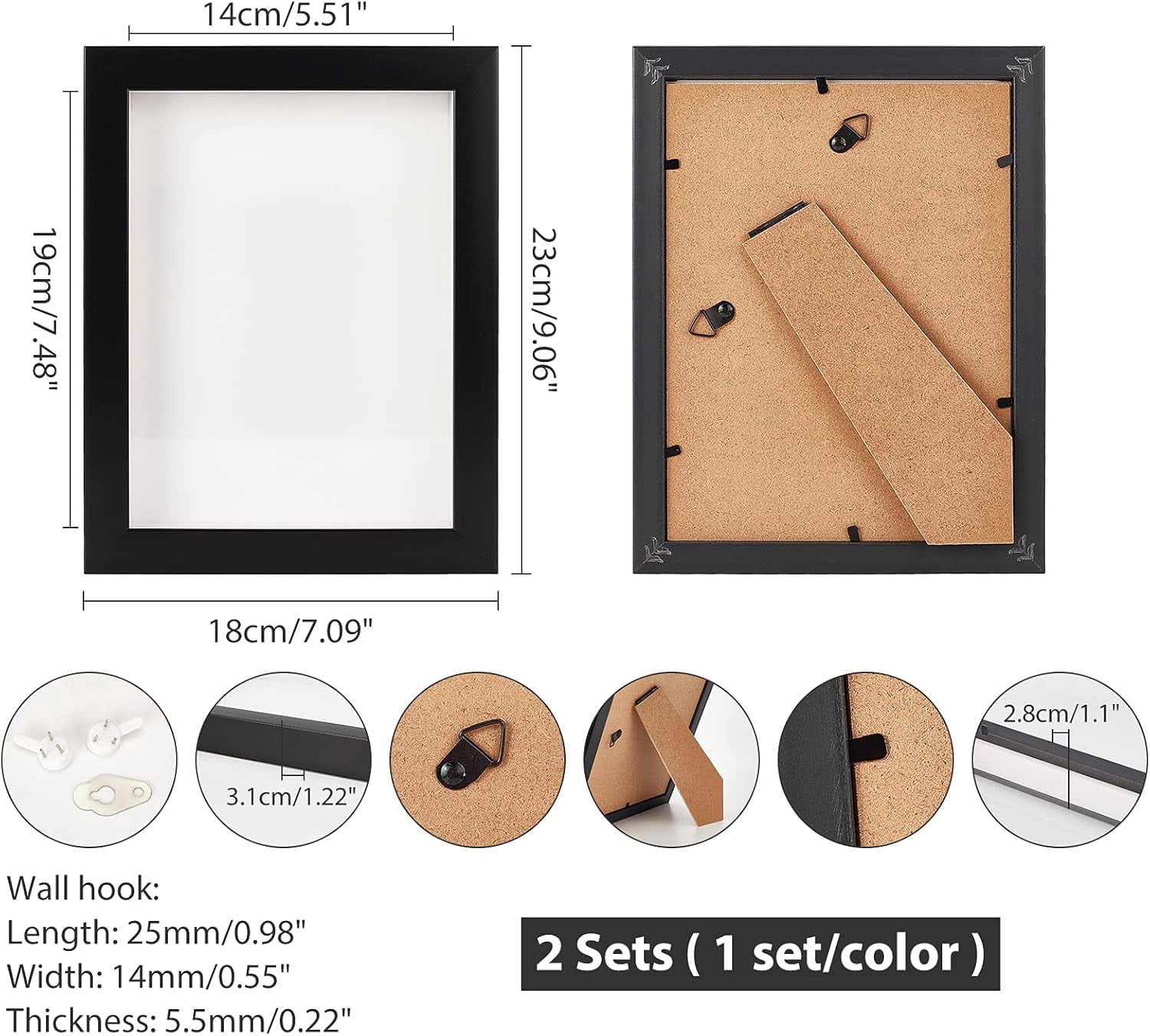 1bag 2 sets 2 color Wood Photo Frames Glass Display Pictures with ...