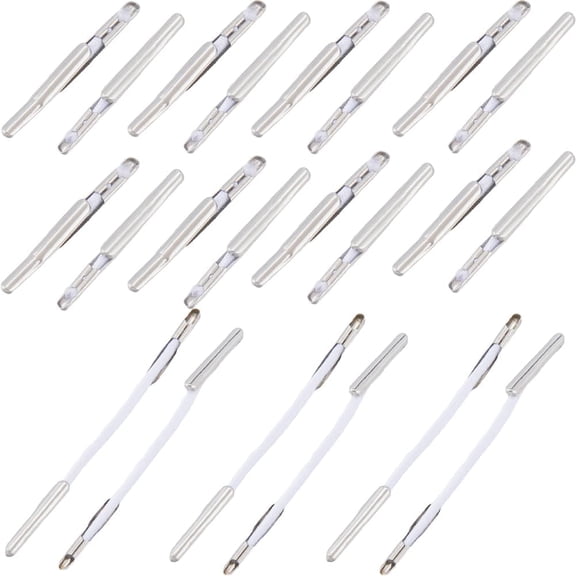 1bag 200pcs 2 styles Elastic Barbed Cord with Stainless Steel Findings for Fixing Finger Ring White 25~46x1mm 100pcs/style