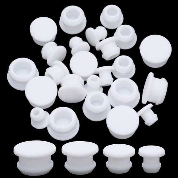 1bag 24pcs 4 style Silicone Bottle Seal Plug Reusable Replacement Bottle Stopper White 11~19x9~11mm Pin: 7~15mm 6pcs/style