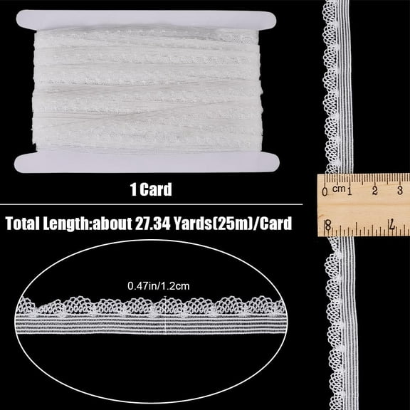 1bag 25M Nylon Picot Elastic Lace Trim Stretchy Lace Ribbon For Sewing Decoration White 1/2 inch(12mm) about 27.34 Yards(25m)/bag