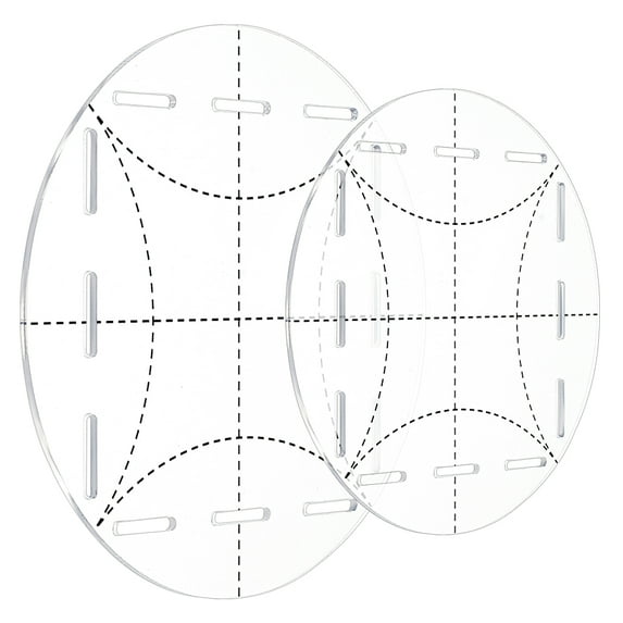 1bag 2pcs 2 style Acrylic Quilting Rulers Round Templates Transparent Patchwork Sewing Cutting Craft Ruler Tools with Hole Clear 12.5~25.5x0.2cm Hole: 3~5x18~35mm 1pc/style