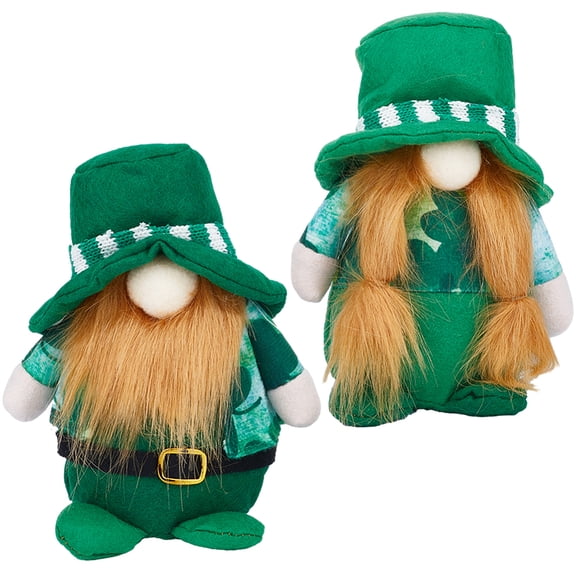 1bag 2pcs 2 style Saint Patrick's Day Cloth Gnome Faceless Doll for Home Party Ornaments Decorations Green 190x125x80mm 1pc/style