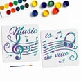 thumbnail image 1 of 1bag 2pcs Music Notes Stencil Musical Notes Treble Clef Stencils 22×10.6inch Splicing Size Music is The Voice Text with Paint Brush Painting on Canvas Wood Furniture Craft Paper, 1 of 7