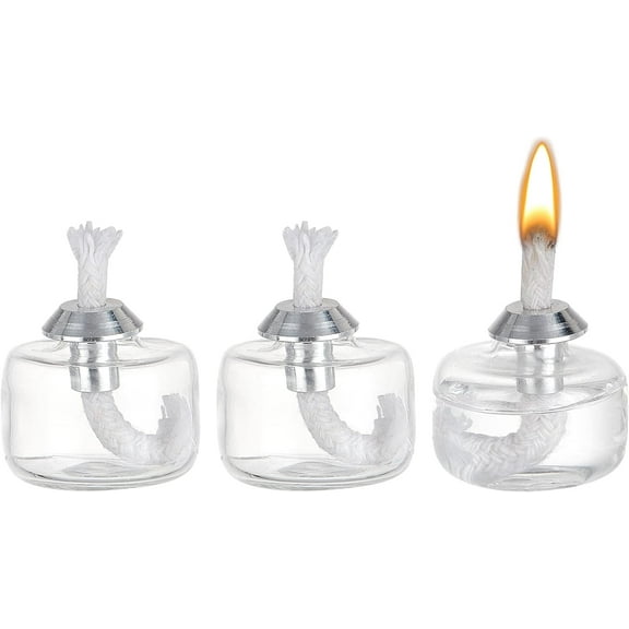 1bag 3 sets 8ml Small Alcohol Lamp Glass Alcohol Burner Lamp with Metal Caps Cotton Cord Wick Lab Equipment Heating Bottle for Science Experiments Household Camping Tea Coffee Making