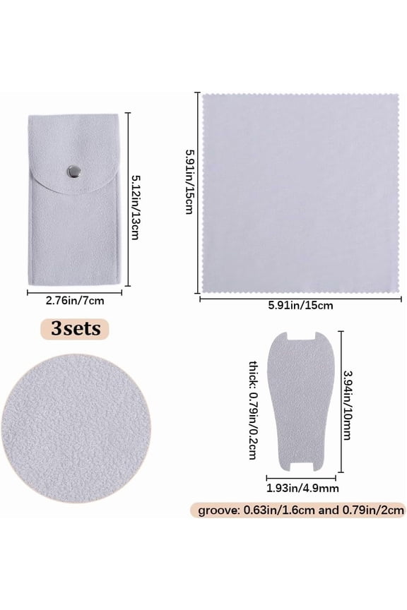 1bag 3 sets Rectangle Velvet Single Watch Storage Bags Gray Travel Case for Women and Men Organizer Protective Watch box Pouch