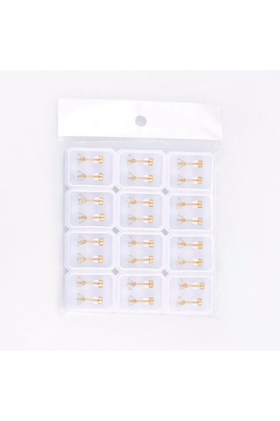 1bag 304 Stainless Steel Earlobe Plugs Screw Back Earrings with Glass Rhinestone Square Golden 3x3mm Pin: 1mm 12pairs/bag
