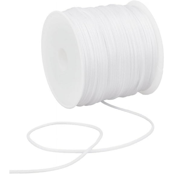 1bag 32.8Yards Nylon String 1mm White Satin Nylon String Rattail Cord Satin Silk Cord Beading String Satin String Thread Chinese Knot Silky String for Kumihimo Macrame Friendship Bracelets