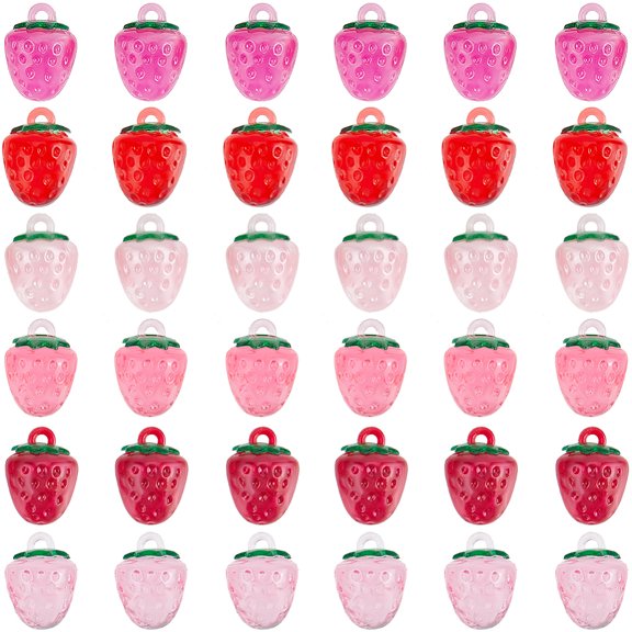 1bag 36pcs 6 colors Resin Imitation Fruit Pendants Strawberry Charms Mixed color 18.5x14mm Hole: 2mm 6pcs/color