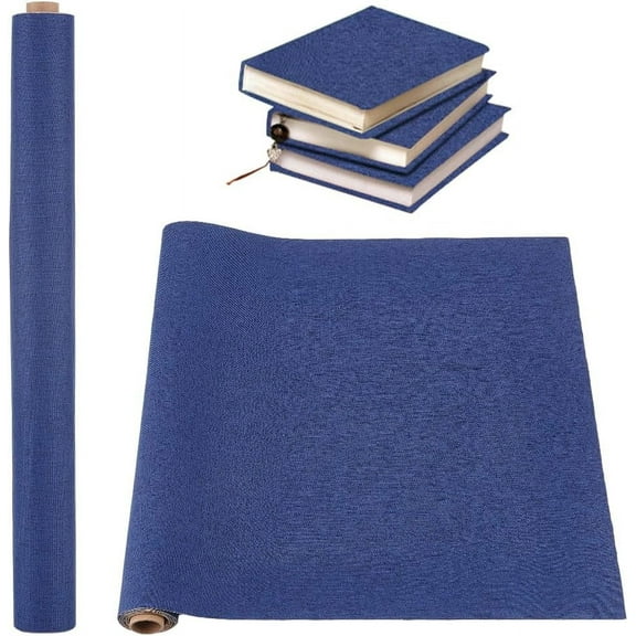 1bag 39.4x16.9 Inch Self-Adhesive Book Binding Cloth Prussian Blue Bookcover Fabric Surface with Paper Backed Book Cloth DIY Book Cloth Protective Cover for Book Binding Scrapbooking Album Blue