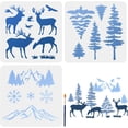 thumbnail image 1 of 1bag 3pcs Large Forest Deer Mountain Stencils 11.8×11.8inch Winter Theme Animal Painting Stencil Snowflake Bird Tree Drawing Spraying Templates with Paint Brush DIY Wall Art Furniture Canvas, 1 of 7
