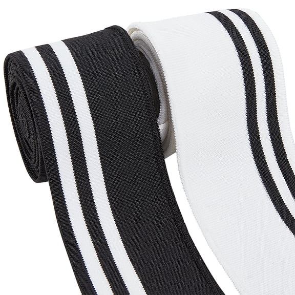 1bag 4 Strands 2 colors Polyester Elastic Cords Flat with Strip Pattern Mixed color 55mm about 1.20 Yards(1.1m)/Strand 2 strands/color