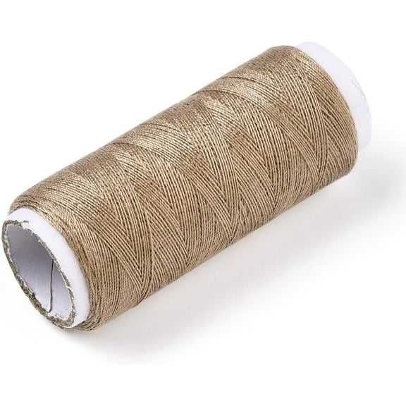 1bag 402 Polyester Sewing Thread Cords for Cloth or Craft Tan 0.1mm about 120m/roll 10rolls/bag