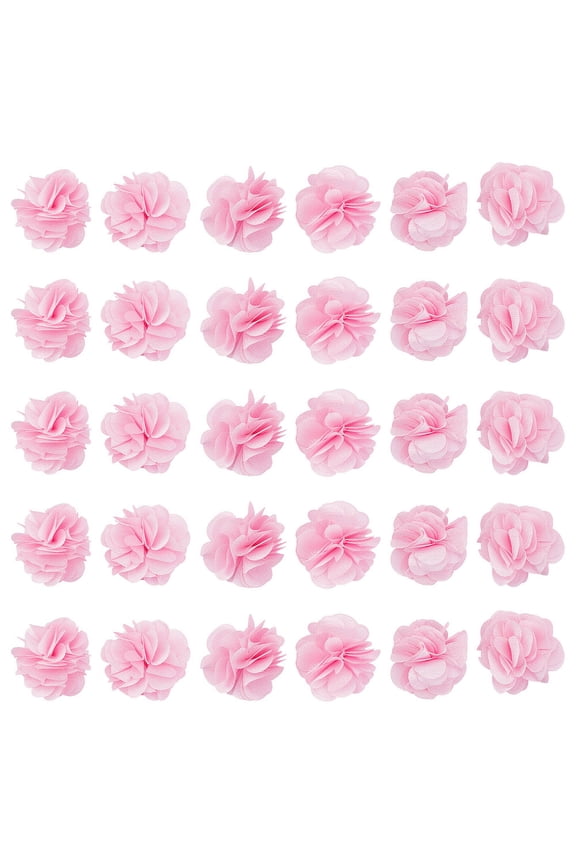 1bag 40pcs Fabric Flowers Pink 1.34" 3D Chiffon Flower Lace Trims Bridal Bouquets Cluster Flower DIY Sewing Lace Patch for DIY Crafts Headbands Wedding Veil Party Gift Wrapping
