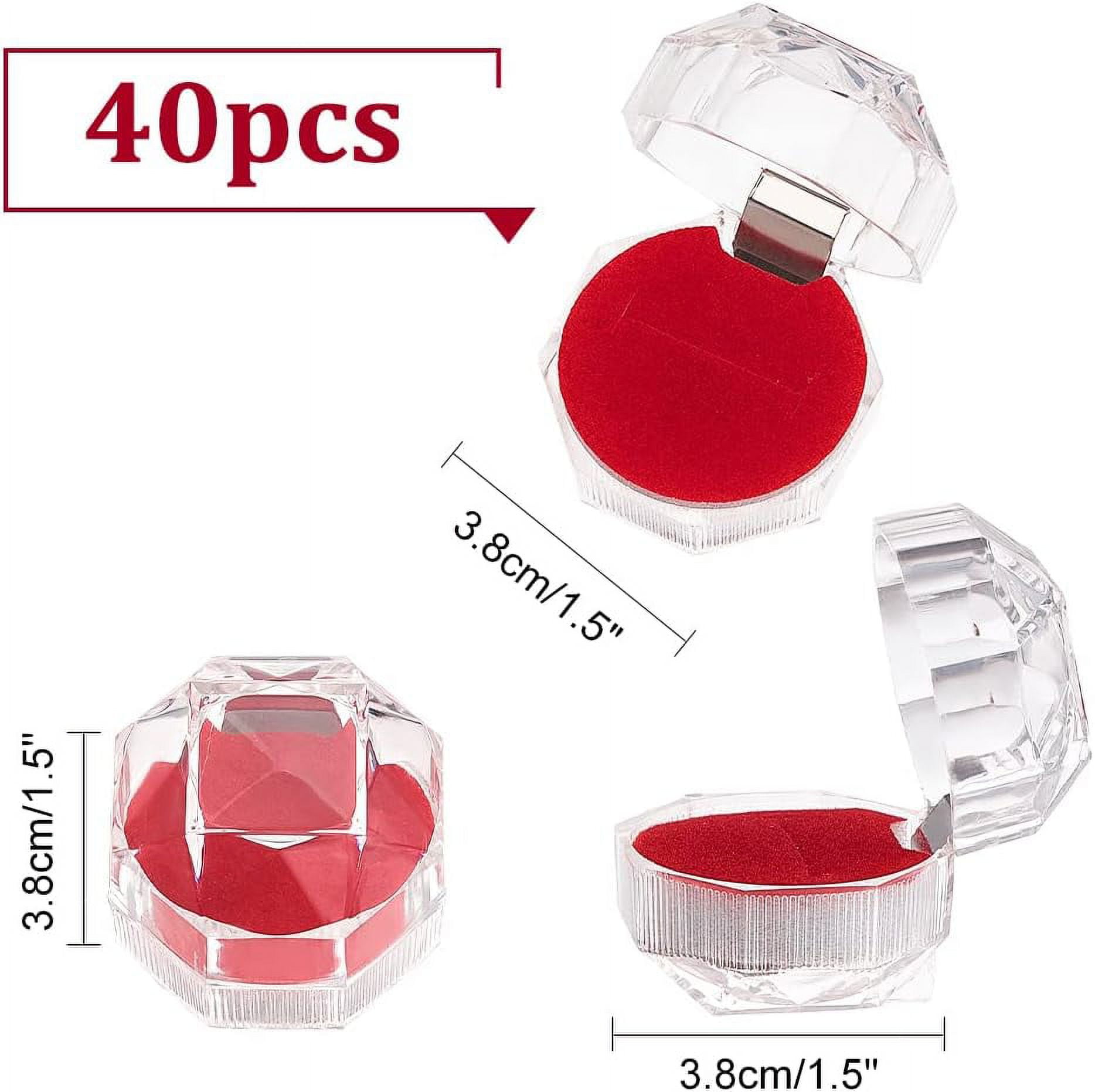 1bag 40pcs Red Transparent Plastic Ring boxes Earrings Jewelry Storage ...