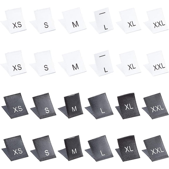 1bag 480 Pcs Clothing Size Labels 1.38"x0.51" XS/S/M/L/XL/XXL 6 Sizes Sew in Size Tages for Clothing Garment Material Embroidered Labels