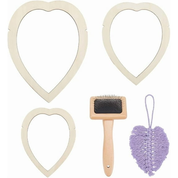 1bag 4Pcs Macrame Supplies Set Wooden Macrame Leaf Template Macrame Cutting Moulds and Comb for Making Macrame Feather Tassel (Fringe Comb Plus 3 Cutting Moulds)