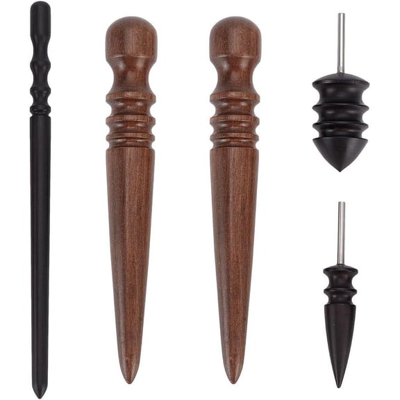 1bag 5 Pcs 4 Style Leather Edge Burnisher Tool Leather Burnisher Bits Leather Burnishing Tool Tips Burnish Slicker Ebony Multi Grooved Burnishing Tips for DIY Leather Hand Making 2.5~6 inch