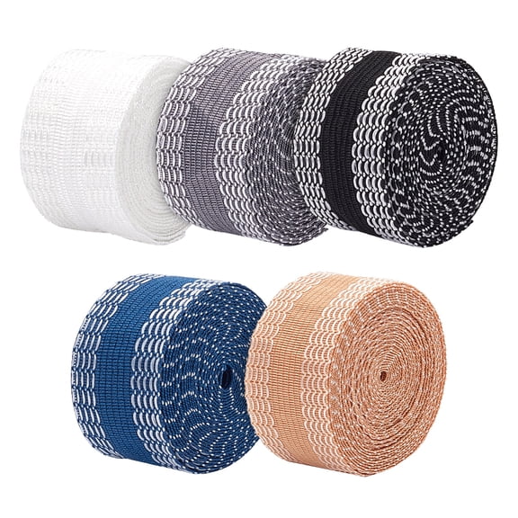 1bag 5 rolls 10.9 Yards Edge Shorten Self-Adhesive Pants Mouth Paste 1 Inch Iron on Pants Shortening Tape Hemming Fabric Tape for Clothes Curtain Suit Jean Trouser Skirt Polyester