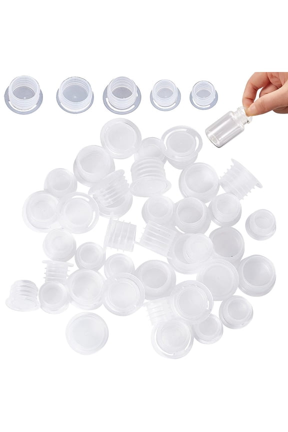 1bag 50pcs 5 style Plastic Wine Bottle Stopper Pull Ring Bottle Plugs Column for DIY Personalized Bottle Stopper Accessories White 10.5~15x17~23.5mm 10pcs/style