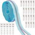 thumbnail image 1 of 1bag 5M Nylon Zipper Garment Accessories with 20Pcs Alloy Replacement Zipper Sliders 20 Sets Brass Zipper Stopper and Plug Mixed Color 3.3x0.25cm, 1 of 6
