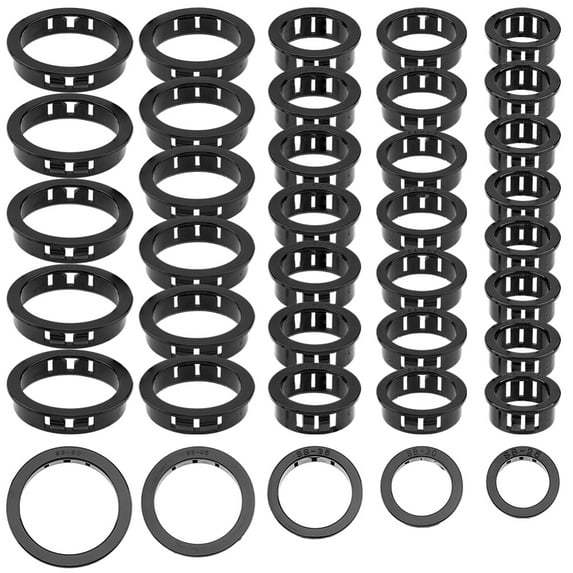 1bag 65pcs 5 style Nylon Desk Grommet Rings Flush Type Desk Cord Cable Hole Cover for Managing and Protecting Cord Black 28~54x11.5mm