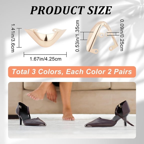 1bag 6pcs 3 colors Metal Shoes Pointed Protector Hollow High Heels Toe Cap Elegant High Heels Tip Cover Durable Shoes Tips Cap for Shoes Protection Repair Decoration