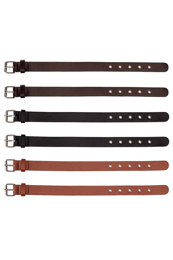 1bag 6pcs 3 style Imitation Leather Coat Cuff Belt Coat Jacket Sleeve Straps Traditional Kilt Extender Straps with Iron Buckle Mixed color 40.7~42cm 2pcs/style