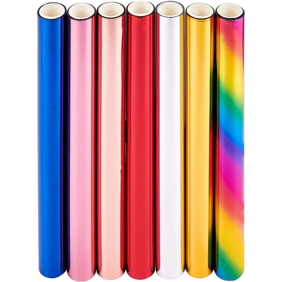 1bag 7 Colors 5m/Roll Reactive Foil Toner Transfer Foil Paper 19.5cm Wide Gold Glimmer Foil Paper Rolls for Laser Printer+Laminator Metallic DIY Embossing Scrapbooking Craft Card