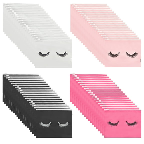 1bag 80 pcs 4 colors Eyelash Makeup Bags Eyelash Aftercare Bags Eyelash Cosmetic Bags with Zipper Plastic Travel Bags Packaging for DIY Craft Beads Makeup Brush Stroage Plastic