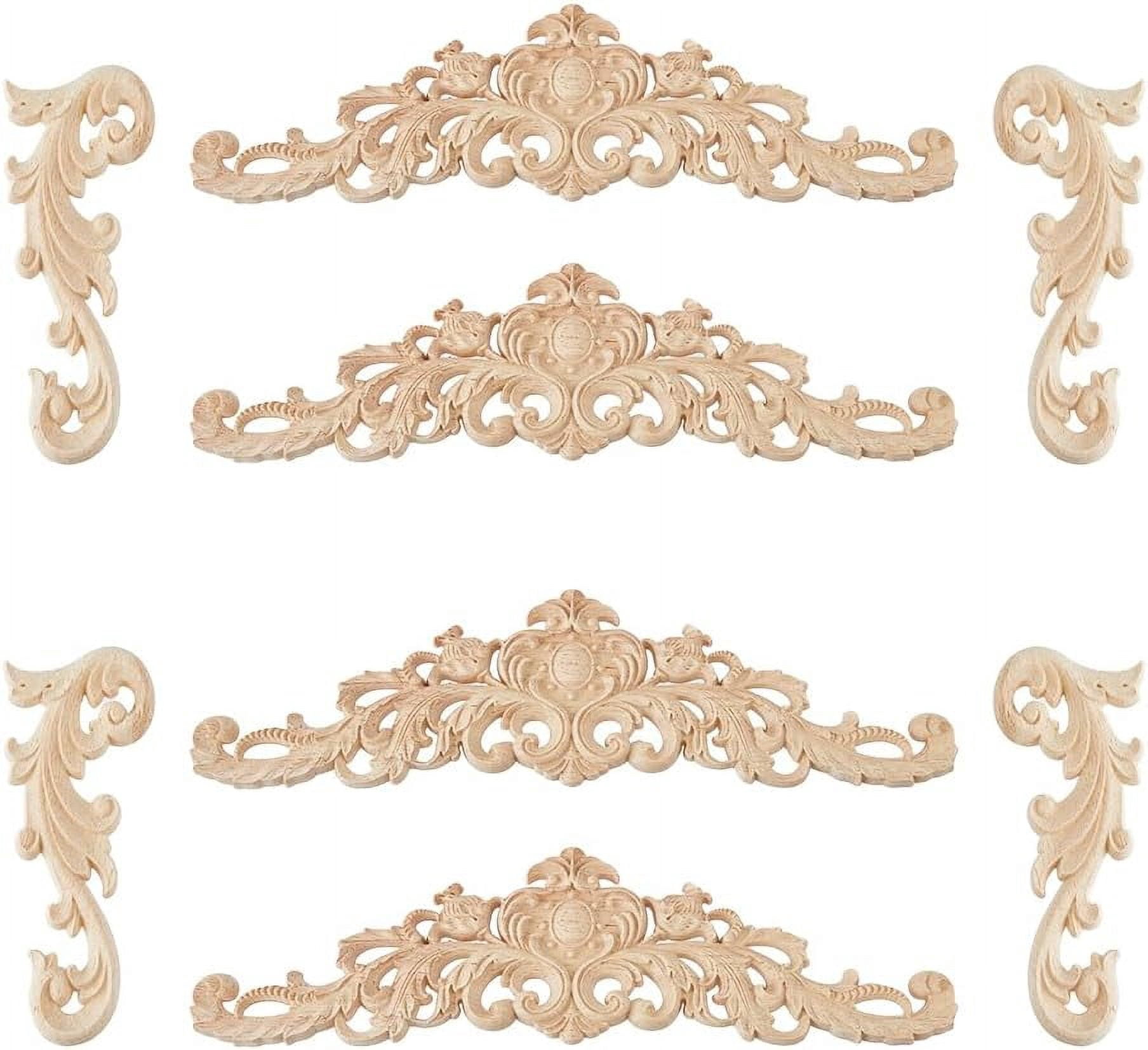 Hout Applique Houten Decal Onlay Hout Craft Sier Lange Bloem Rubber Houten Kast Hoek Meubels Decoratie Accessoires A55-22