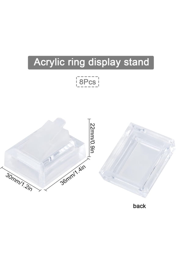 1bag 8pcs Acrylic Ring Display Holder Clear Plastic Transparent Square Storage Stands Displays Showcase Organizer for Jewelry Towers Weddings Rings Men Women Trade shows Stores