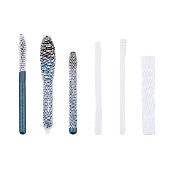 1bag 90pcs 3 Sizes PE Makeup Brushes Pen Guard Protector set Reusable Expandable Mesh Cover Brushes Stretch White Saver Net for Eyeshadow Brushes(Not include Brushes) Plastic