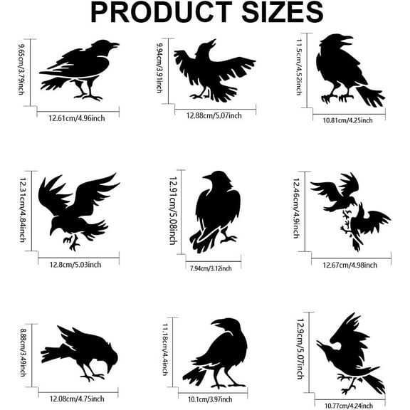 1bag 9pcs Crow Stencils 66inch Primitive Raven Stencil with Paint Brush Halloween Birds Stencil Template for Crafts Wood Wall Fabric Paper Wall Furniture