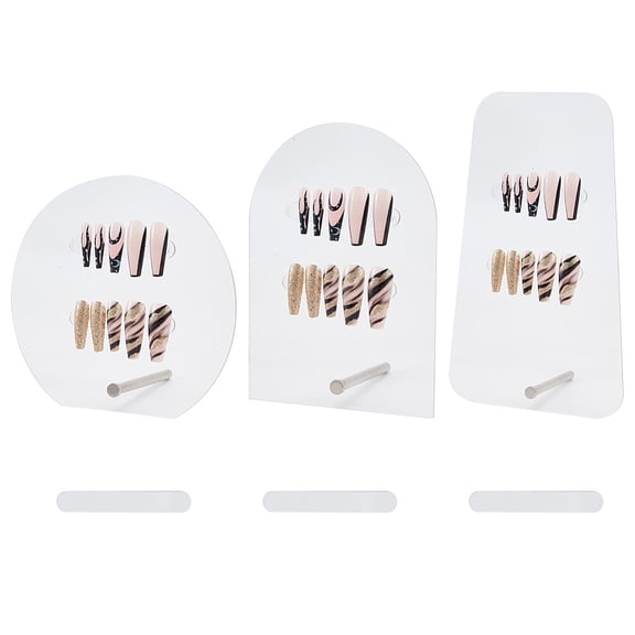 1bag Acrylic Nail Art Display Board for False Nails Tips Show Stand Arch/Trapezoid/Half Round/Rectangle Clear Finished Product: 14x6.6x13cm