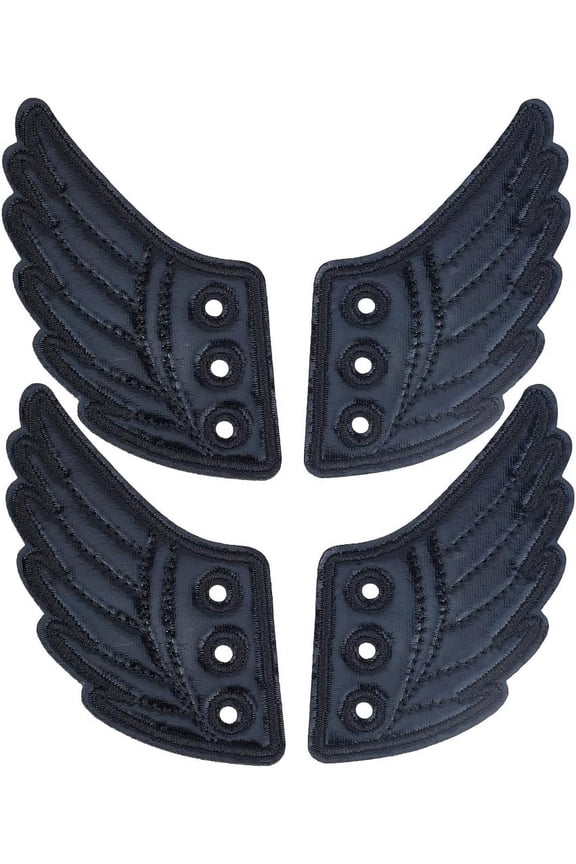 1bag Cloth with Felt Shoe Decorations Shoe Accessories Wing Black 110x70mm 2 pairs/bag