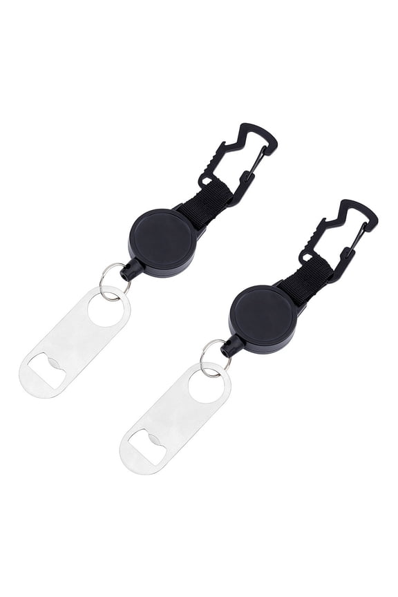 1bag DIY Bottle Opener Keychain Making Kit Including Alloy Keychain 420 Stainless Steel Bottle Opener Black & White 4pcs/bag