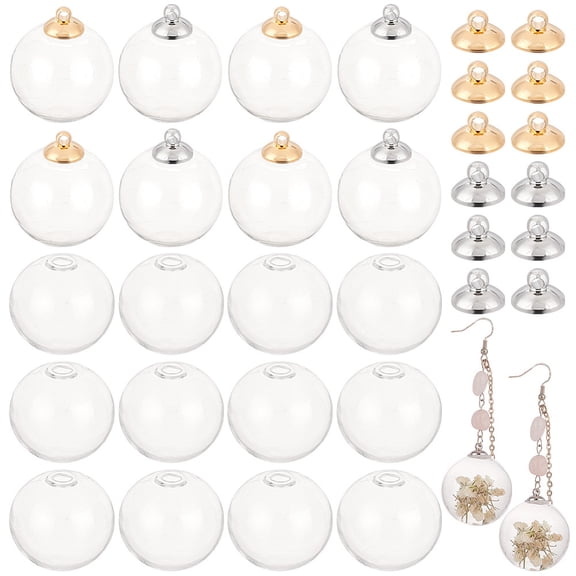 1bag DIY Glass Globe Ball Wish Bottle Pendant Making Kit Clear 8~30mm Hole: 3.5~5mm